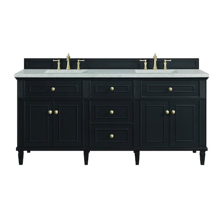 James Martin Vanities 72'' Double Vanity, Black Onyx w/ 3 CM Eternal Jasmine Pearl Quartz Top 424-V72-BKO-3EJP